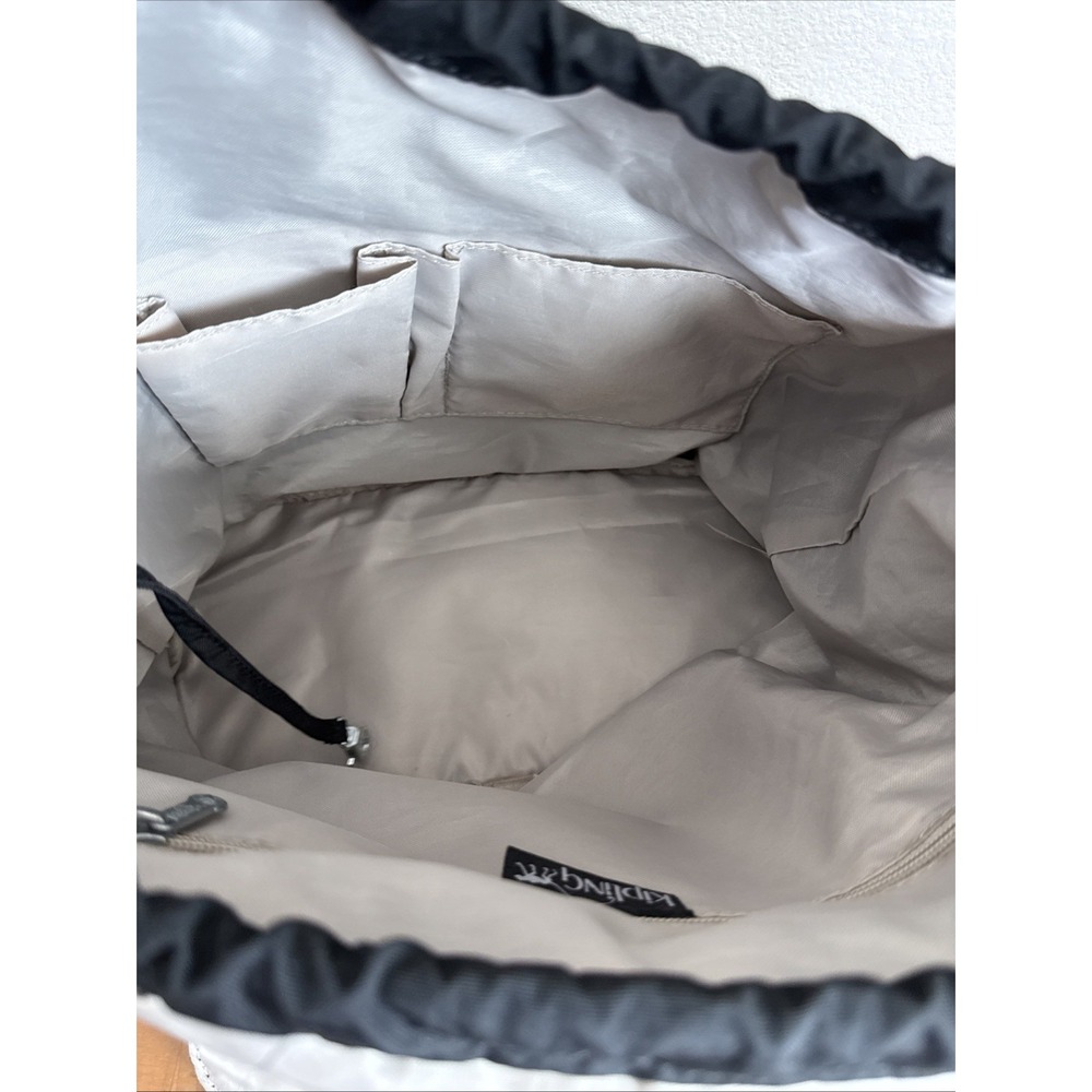 Kipling Joetsu Black Nylon Backpack Drawstring Zipper Pockets Monkey Keychain - Picture 9 of 11